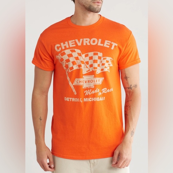 GM Chevrolet Made to Race Unisex Graphic Tee - Size XL - Orange - NWOT - Picture 1 of 10